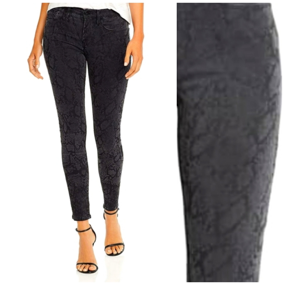 FRAME DENIM Le Skinny De Jeanne Tonal Python Snake Print Jeans